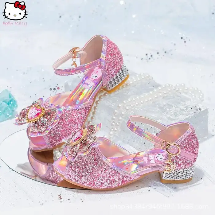Chaussures de princesse pour filles, style anime, été, nouvelles chaussures à talons hauts en crista