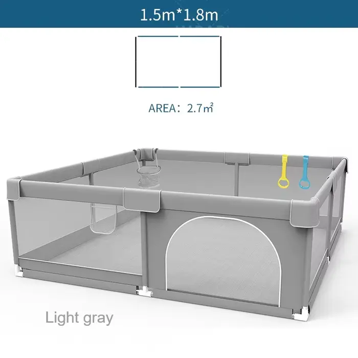 IMBABY Aire de jeux pour bébé 150x180 cm Parc pour bébé Boîte de clôture pour enfants grise avec par