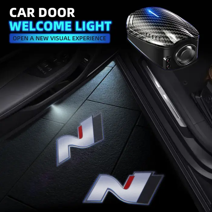 2 pièces USB Rechargeable N Logo porte de voiture HD lampes LED projecteur courtoisie bienvenue lumi