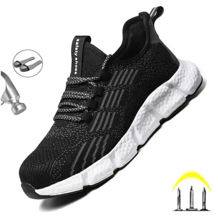 Chaussures de sécurité de travail pour hommes, baskets de travail Anti-écrasement et Anti-perforatio