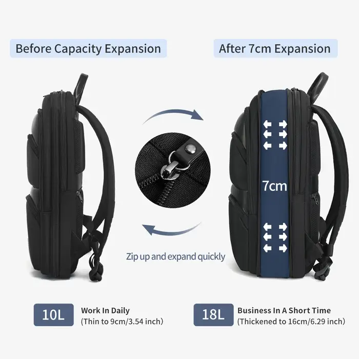 Tigernu sac à dos extensible hommes sacs minces pour hommes sac à dos de voyage étanche mâle 15.6 po