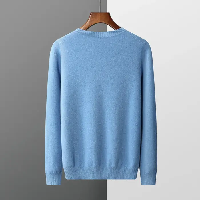 100% laine mérinos pull homme col rond basique laine pull automne hiver à manches longues doux chaud