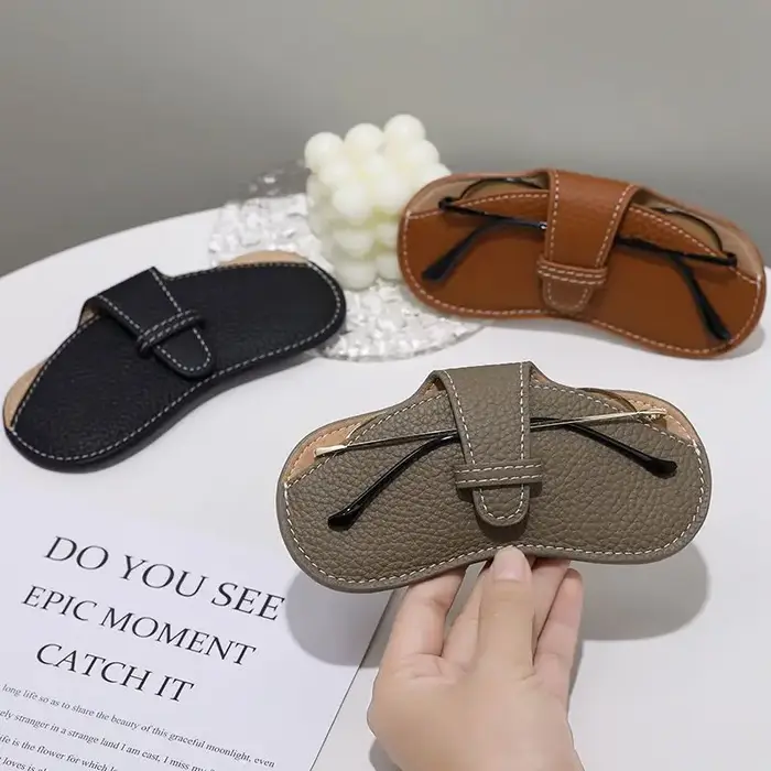 Sac à lunettes en cuir souple, étui à lunettes portable, lunettes de soleil, sac de rangement pour l