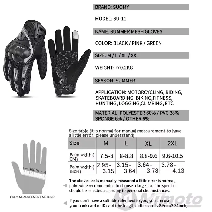 Suomy gants de Moto été maille respirant gants de Moto hommes femmes écran tactile gants de Motocros
