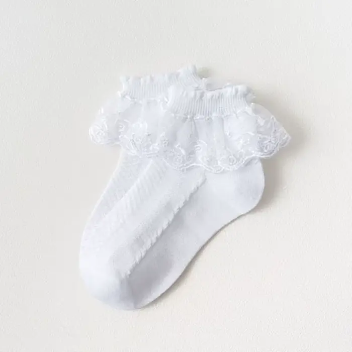 5 paires de chaussettes à volants en dentelle pour filles, en coton, respirantes, confortables, ador