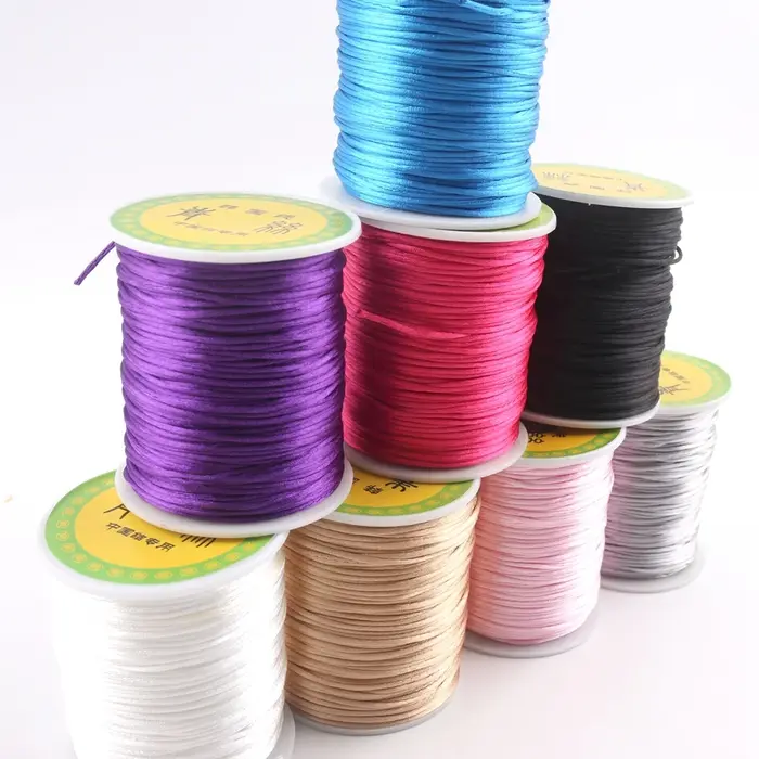 Corde en Satin de soie, 1 pièce, 1mm 80m, cordon en Nylon coloré, accessoires de dentition pour bébé
