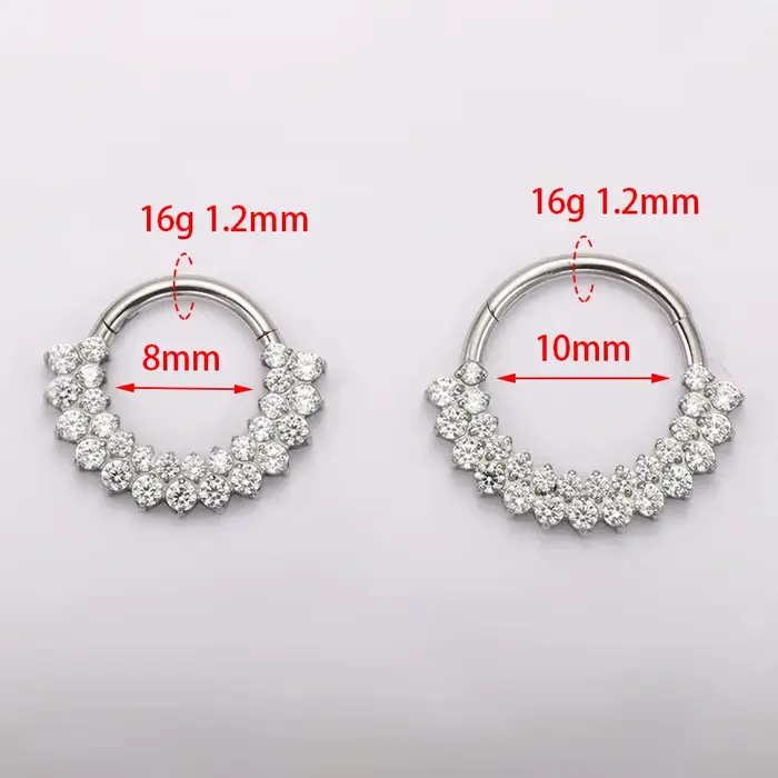 ASTM F136 titane Clicker Septum nez anneau Piercing CZ Daith boucle d'oreille cerceau avant face art