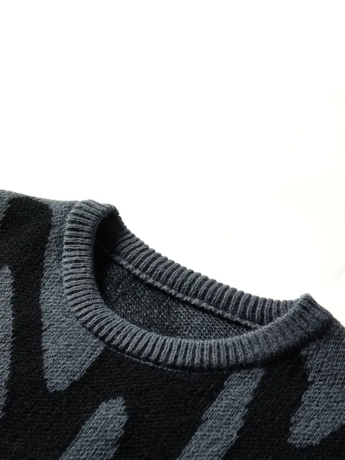 Pull à col rond à motif jacquard irrégulier pour hommes, pull décontracté, document d'abonnés, popul