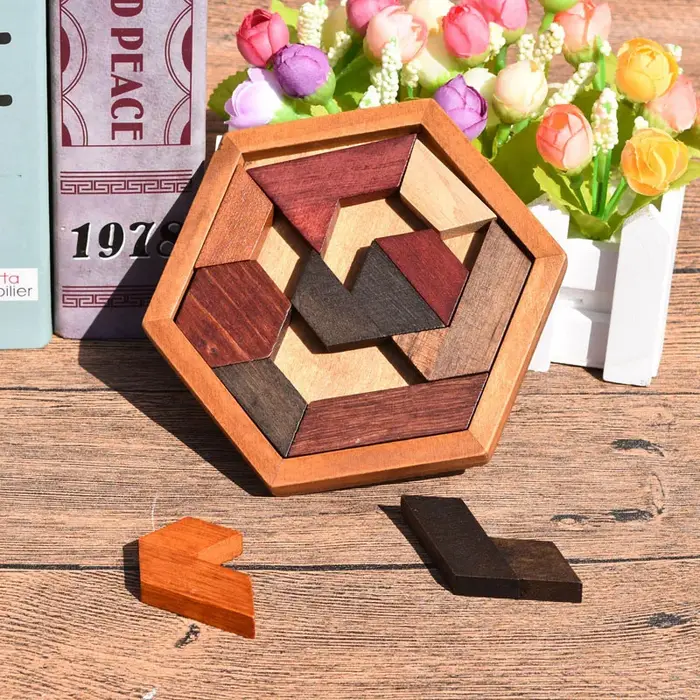 Planche de puzzle en bois de forme géométrique, casse-tête pour enfants, jouets éducatifs en bois No