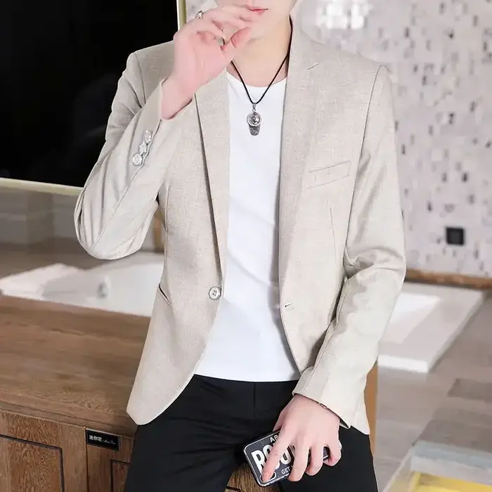 Blazer Slim Fit pour Homme, Mode Business, Beau Gentleman, Version Coréenne du Style Britannique, Lo