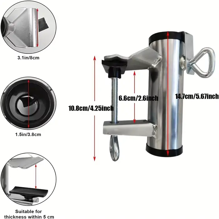 Pince parapluie pour terrasse extérieure, banc de terrasse, cadre partenaire, balustrade, bateau, po