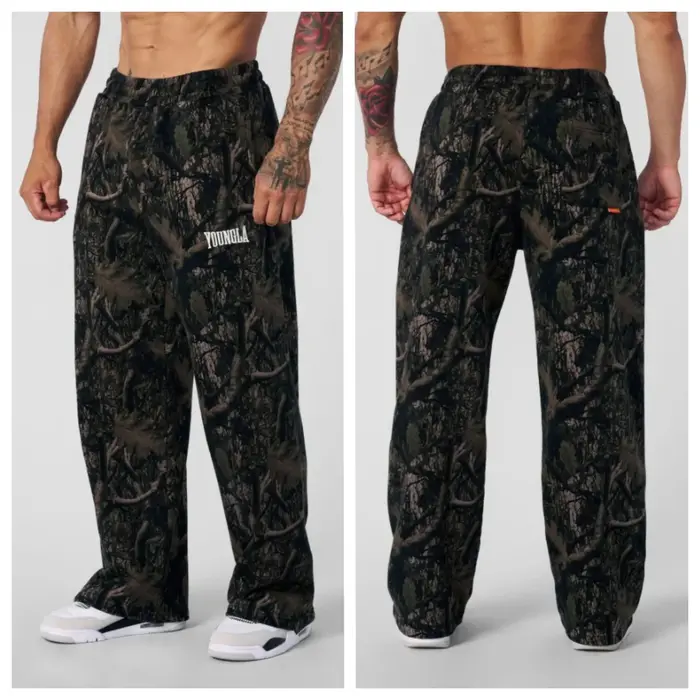 Pantalon de jogging tendance 2026 en coton éponge imprimé, coupe large, style hip-hop streetwear, co