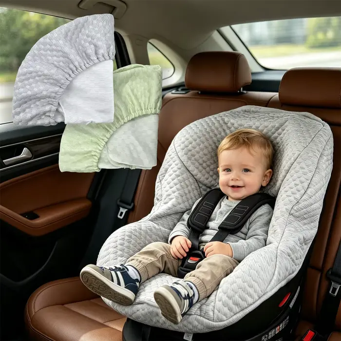 Housse de siège auto douce et confortable pour bébé voitures d'enfants voyage en famille confort et sécurité élégance modernité doublure supplémentaire nettoyage facile usage quotidien longues distances cadeau nouveau-né