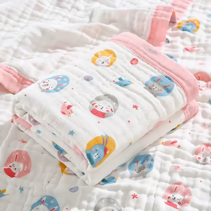 Couvertures pour bébé 6 couches 100% gaze de coton, enveloppe respirante pour bébé, douce et absorba
