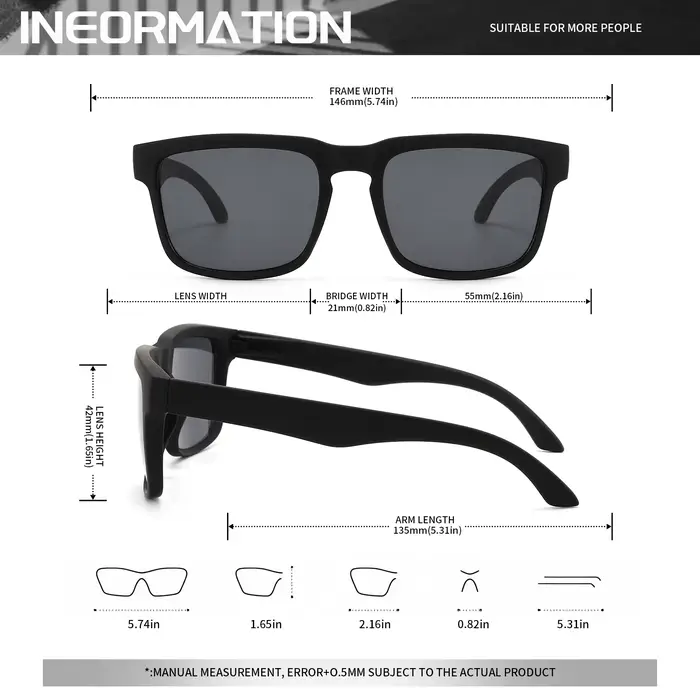 Lunettes de soleil de sport carrées 4 pièces avec motif de temple de créateur - UV400 pour hommes et