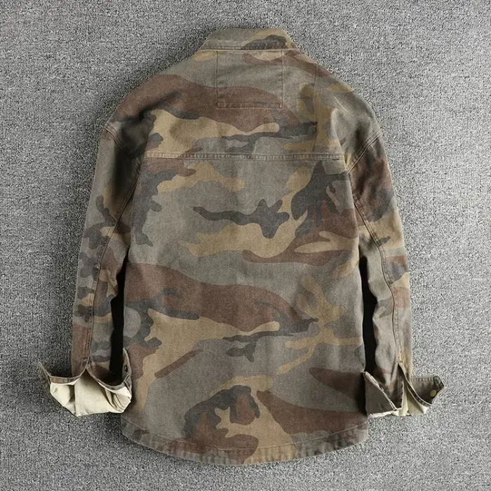 Chemise cargo tissée à la voile de perles de coton, conception de poche tridimensionnelle, éventail 
