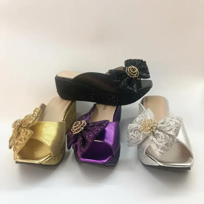 Dernier design – Chaussures de luxe à fleurs pour femmes, escarpins de soirée nigériens à talons hau