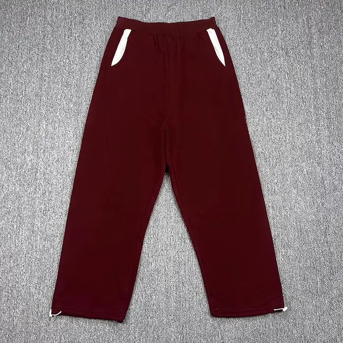 Sweat à capuche unisexe décontracté 100 % coton rouge bordeaux patchwork avec broderie logo classiqu