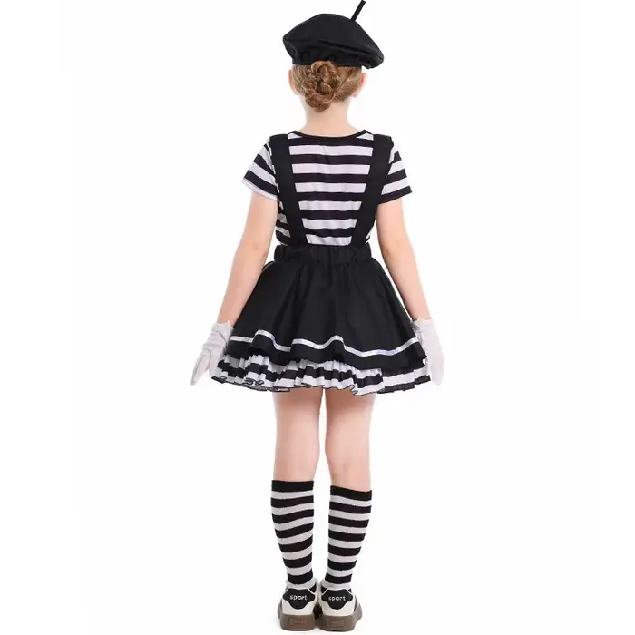 Costume de clown mime pour filles, tenue amusante pour spectacles, festivals, célébrations et théâtr