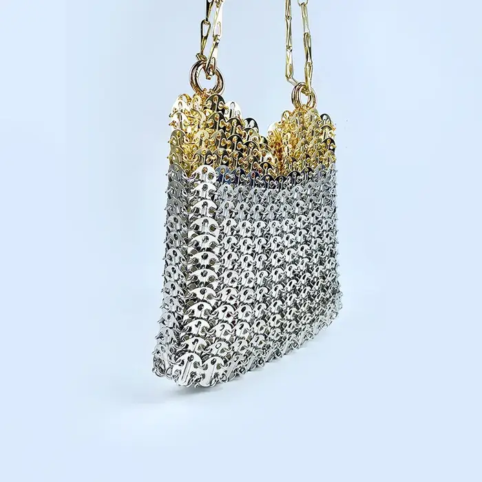 Sac à bandoulière en métal à paillettes pour téléphone portable, grande capacité, fait à la main, te