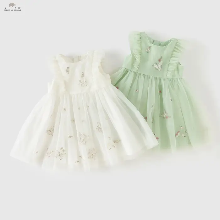 Robe de princesse en dentelle brodée Dave Bella pour filles, bébés et enfants, sans manches, robe d'