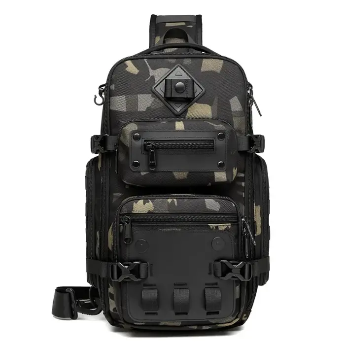 Ozuko sacs de ventre sac de poitrine pour hommes en plein air tactique une épaule sac à bandoulière 