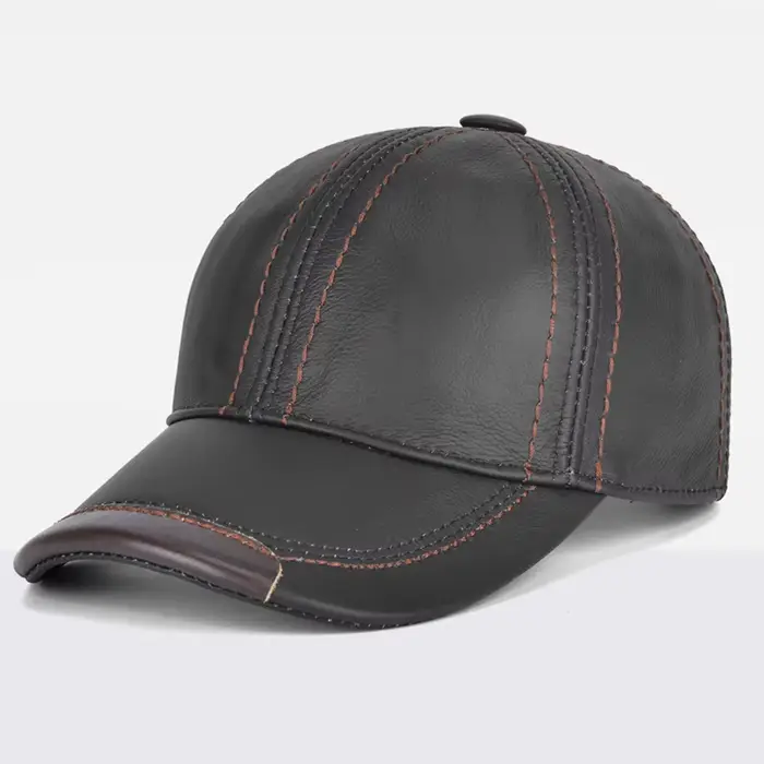 Hommes véritable cuir de vachette Earlap casquettes mâle automne hiver 100% véritable cuir de vache 