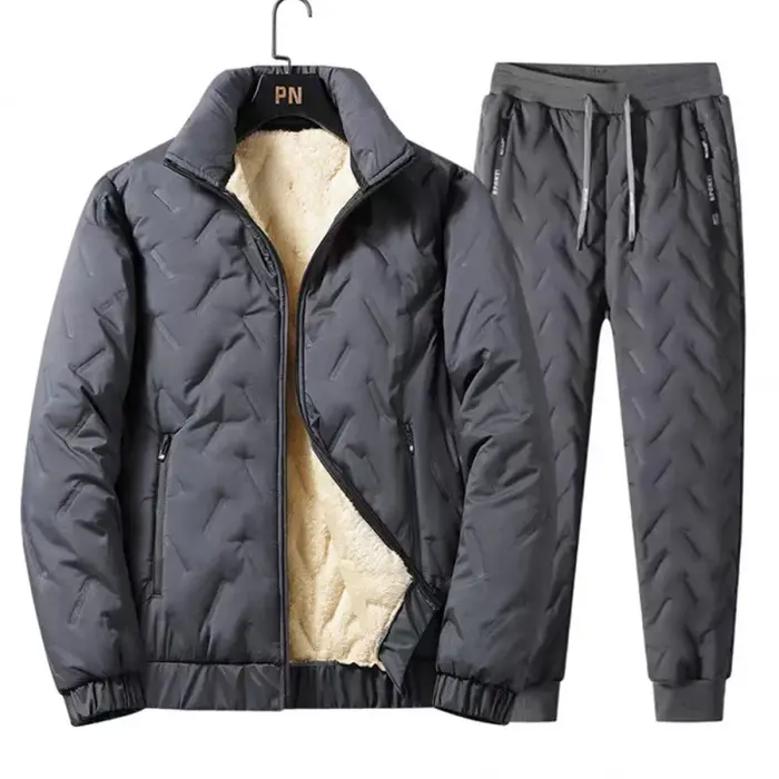 Costume chaud d'hiver pour hommes, ensemble deux pièces, automne et hiver, pantalon épais décontract