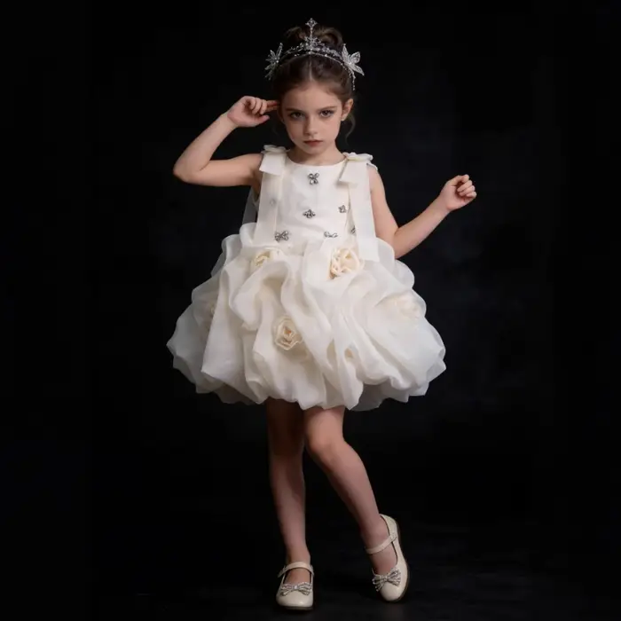 Robe Tutu sans manches pour filles, en satin, pour fête, soirée, anniversaire, concours de beauté, r