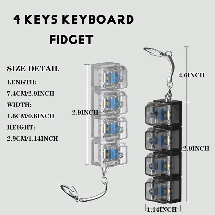 Porte-clés clavier LED, jouet Fidget pour adultes, Fidget Clicker, décompression, Gadget anti-Stress
