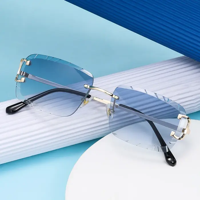 Lunettes carrées sans monture, tendance, en métal, de haute qualité, pour hommes et femmes, lunettes