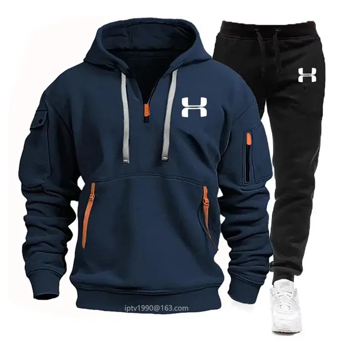 Sweat à capuche à manches longues et pantalon de sport et de loisirs pour hommes, combinaison de jog