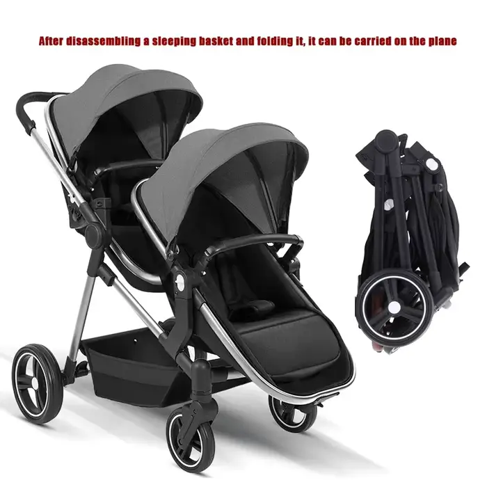 Poussette double multifonctionnelle pliable 2026, vélo bébé convertible léger, livraison UE