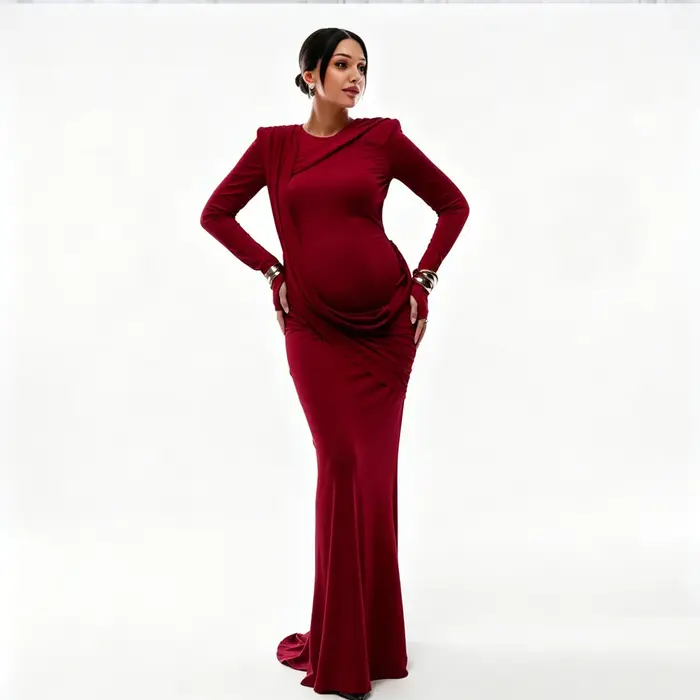 Robe de maternité pour séance photo dos nu couleur unie vêtement de baby shower élégante pour femme enceinte soirée occasions spéciales