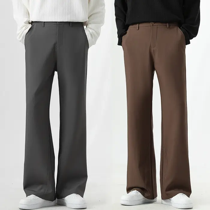 Small Flared Version Men's Casual Pants 2025 Fashion Korean Loose Elastic Drape Business Office Soli