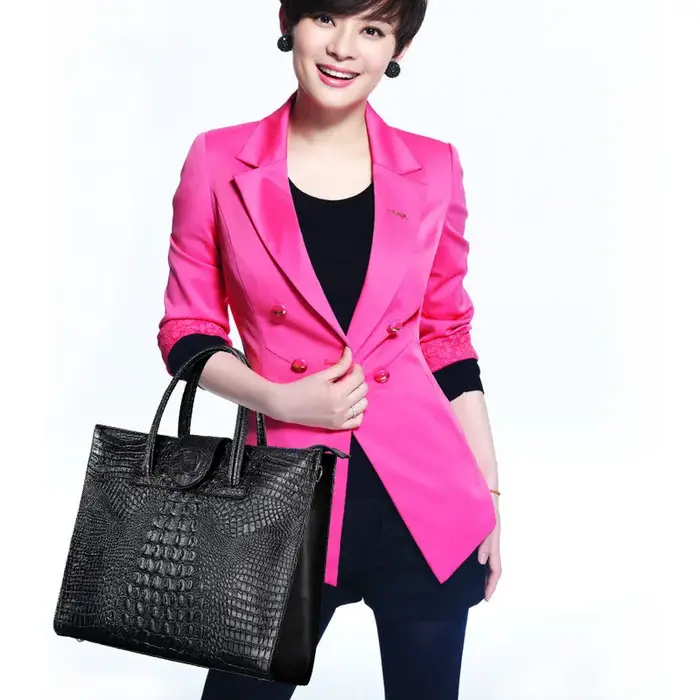 Sac à main en cuir véritable motif Crocodile pour femmes, sac à bandoulière de grande capacité, mode