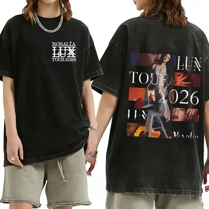 Rosalia Lux Tour Album 2025 Vintage lavé t-shirts hommes femmes décontracté surdimensionné coton T-s