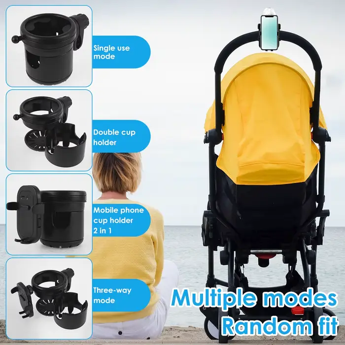 Porte-gobelet universel pour poussette, support de bouteille d'eau 360 °   Support de téléphone rota