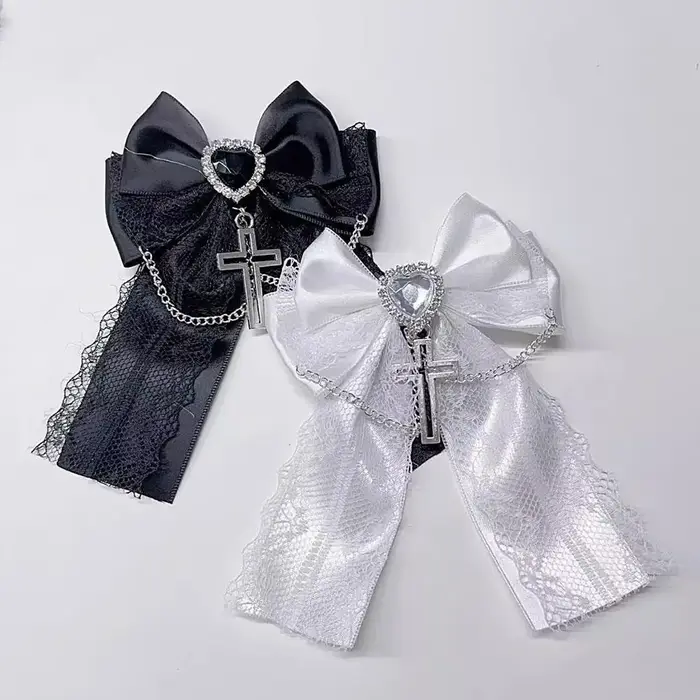 Accessoires pour cheveux gothiques pour filles, pince à cheveux queue de cheval en dentelle japonais