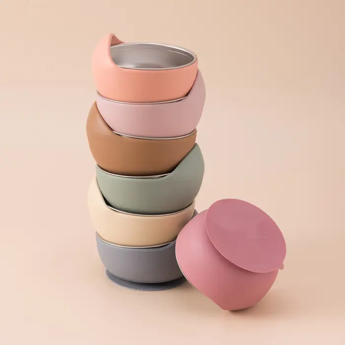 Assiettes à vaisselle en acier inoxydable, ensemble d'alimentation pour bébé avec bol à ventouse en 