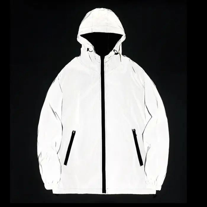 Vestes réfléchissantes de nuit pour hommes, coupe-vent en Double tissu, à capuche, Hip Hop, danseuse