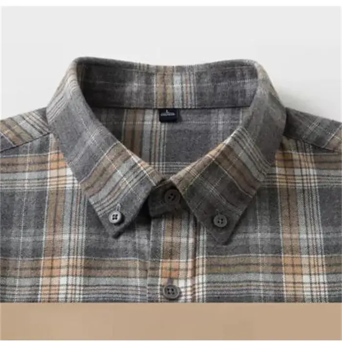 Chemise à carreaux 100% coton pour homme, veste décontractée à carreaux, coton à fibres longues bros