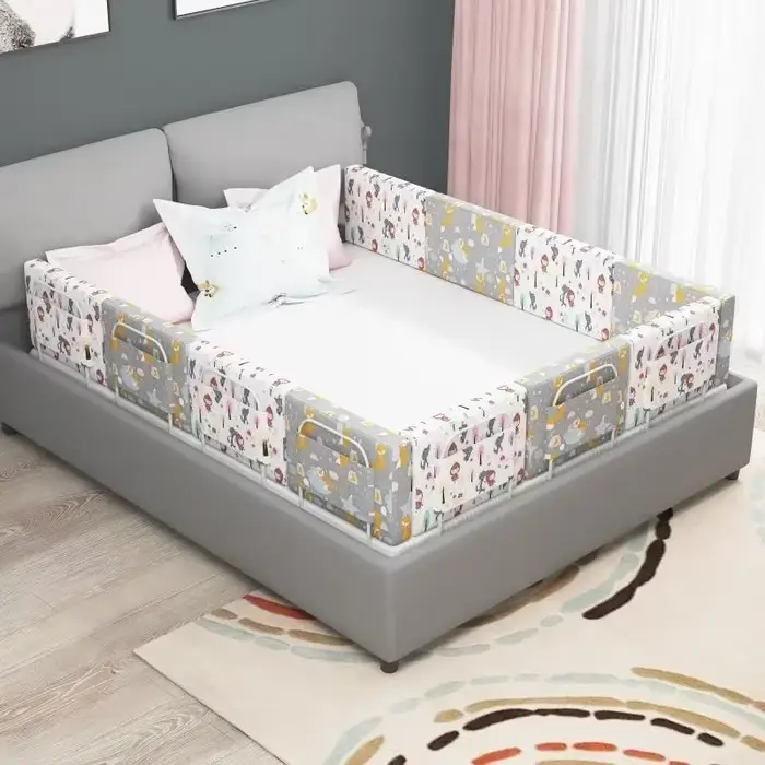 Barrière de lit pour nouveau-né rail de lit pour bébé barrière de sécurité réglable pour chambre d'enfant garde-corps anti-collision protection souple installation facile