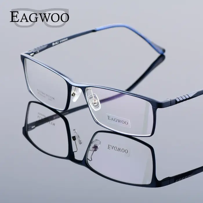 Eagwoo aluminium hommes large visage lunettes de Prescription jante complète cadre optique affaires 