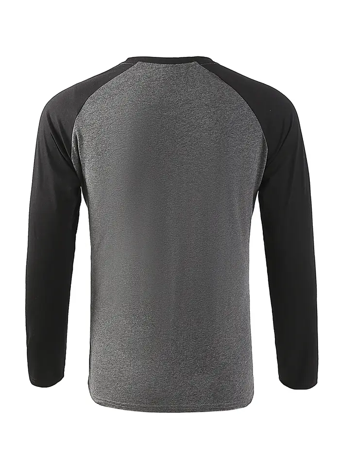 T-shirts pour hommes à manches longues col rond Pactwork manches Raglan décontractées couleur assort