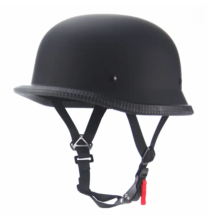 1X M/L/XL Vintage moto Cruiser casque demi visage casque allemand moto casque noir brillant voiture-