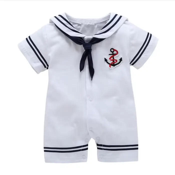 Nouveau-né bébé garçon vêtements combishort marin marine barboteuse à manches courtes combinaison Co