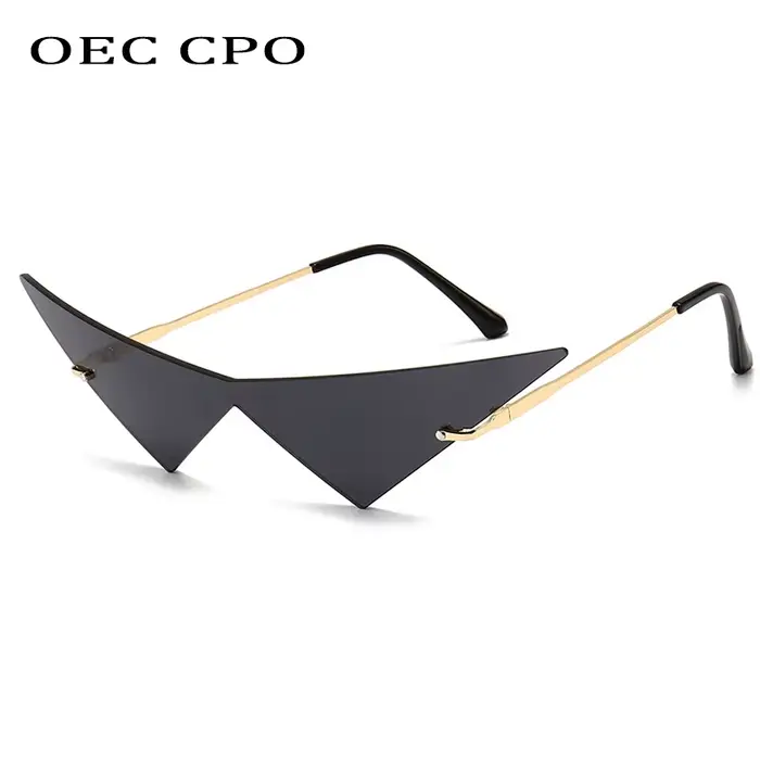 OEC CPO surdimensionné oeil de chat sans monture lunettes de soleil femmes mode une pièce lentille l