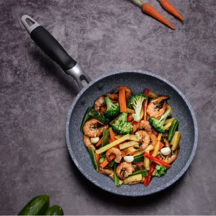 Poêle à Wok en pierre Durable, Pot en céramique antiadhésif, friteuse à Induction, cuisson de Steak,