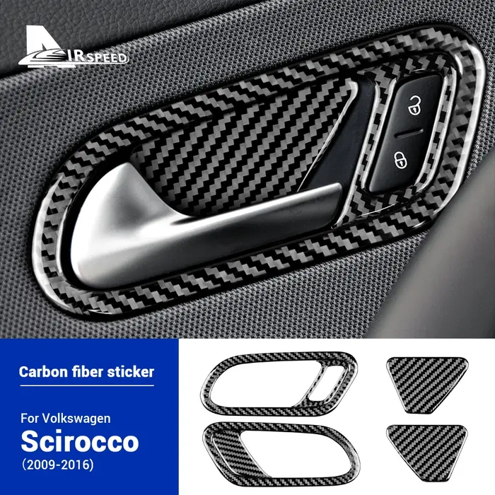 Autocollant de panneau de poignée de porte de voiture en Fiber de carbone véritable souple, pour Vol